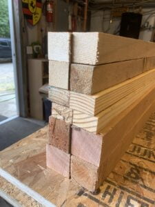 A stack of small pieces of wood